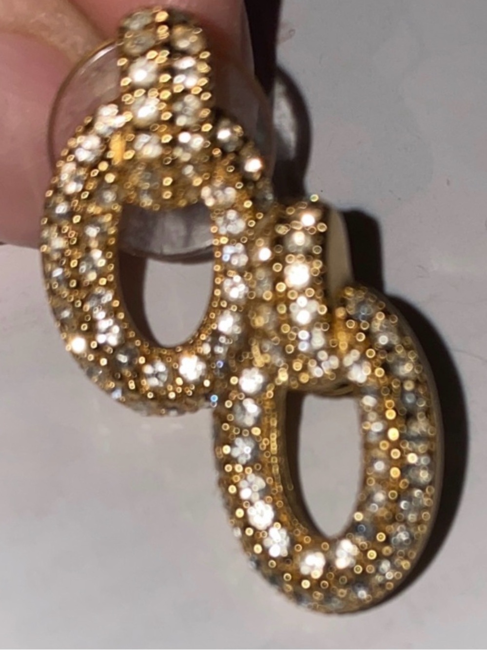 VINTAGE CHRISTIAN DIOR Signed Crystal Posts Oval Earrings 70's RARE - Picture 3 of 14